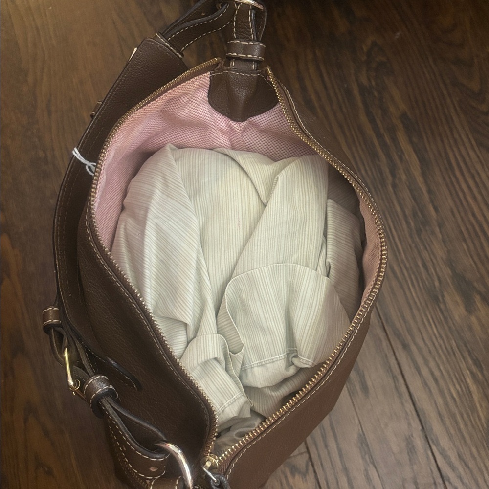 Dooney & Bourke Dillen Chocolate Brown Leather Hobo Shoulder Bag - Picture 10 of 11